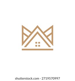 logotipo da coroa da casa com estilo de design vetor plano