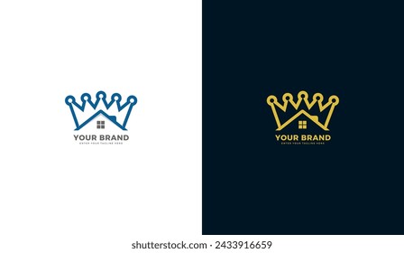 House crown logo. House and crown icon design. Graphic vector illustration
