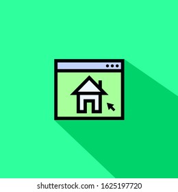 house with a cursor point liner fill vector icon - ui icon vector