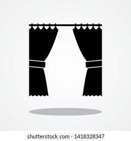 House Curtains Icon with Gray Shadow