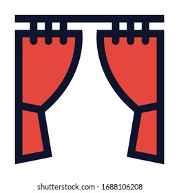 House Curtains. Simple Vector Color Icon.