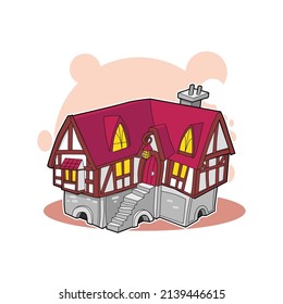 diseño de ilustraciones vectoriales de dibujos animados lindos de casa