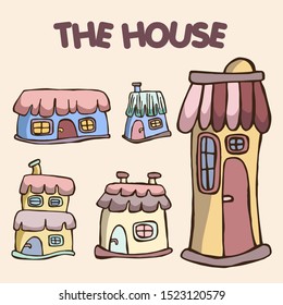 House Cute Pastel Illustration Element for Children Book