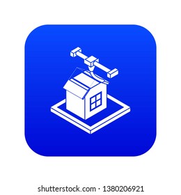 House d printing icon blue vector isolated on white background