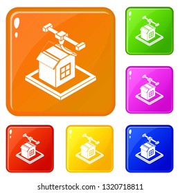 House d printing icons set collection vector 6 color isolated on white background