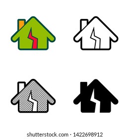 House Damage Icon in Different Color and Style