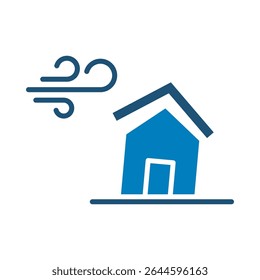 Design de vetor de ícone de danos da casa devido ao vento forte em estilo moderno