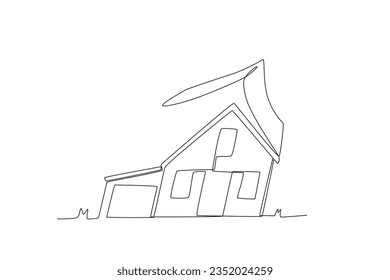 A house damaged by