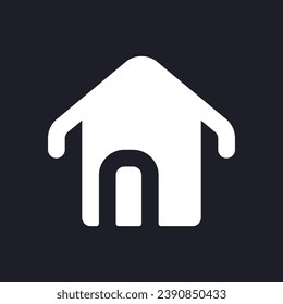 House dark mode glyph ui icon. Homepage button. App interactive element. User interface design. White silhouette symbol on black space. Solid pictogram for web, mobile. Vector isolated illustration