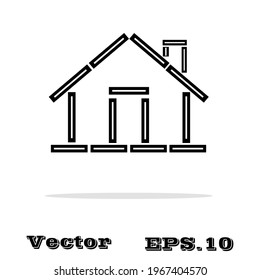 House dashed line icon - stock vector