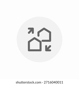 Vector de signo de icono de transferencia de datos de la casa