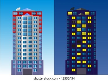 house in the day and evening light