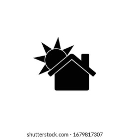 House day, house with sun vector icon