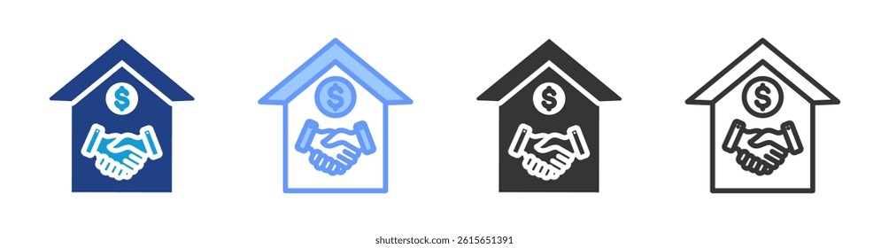 House Deal icon set multiple style collection