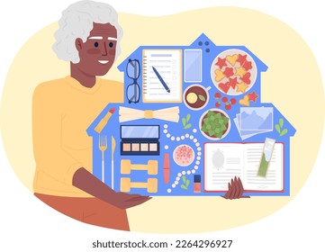 House decluttering for retirement flat concept vector spot illustration. Editable 2D cartoon character on white for web design. Downsizing home service creative idea for website, mobile, magazine