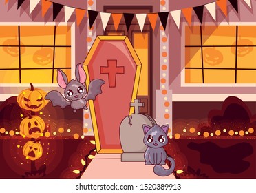 house decorated for halloween celebration