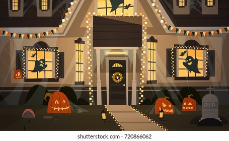 Halloween Porch Decoration Stock Illustrations Images Vectors