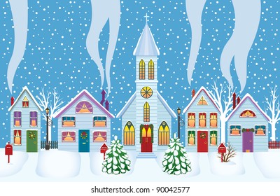 House decorated for the holiday at Christmas on a city street vector illustration