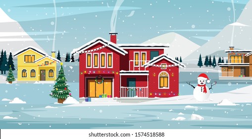 The house is decorated with lights to celebrate Christmas.