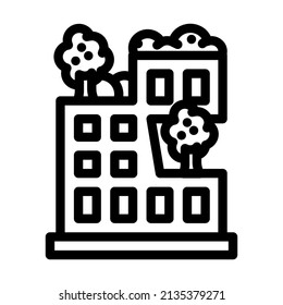 house decorated trees line icon vector. house decorated trees sign. isolated contour symbol black illustration