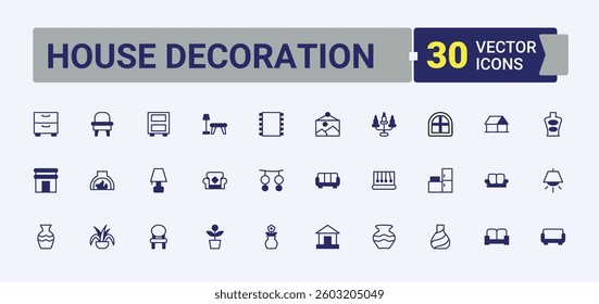 House Decoration icon set. Home Decor line icon set. Home minimalist linear icons. Simple line vector icons. Vector line and solid icons.