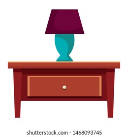 House decoration wooden drawer with light lamp vector illustration graphic design