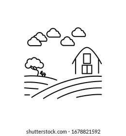house and a deer line illustration