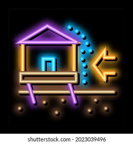 house demolishes with wind neon light sign vector. Glowing bright icon house demolishes with wind sign. transparent symbol illustration