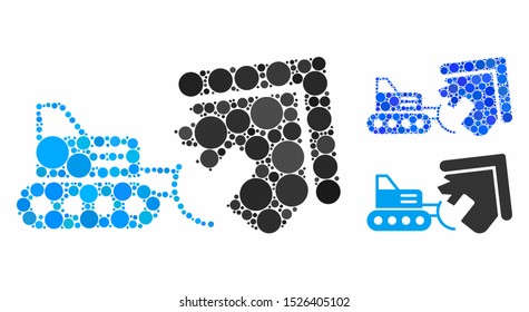 House demolition composition for house demolition icon of circle elements in various sizes and color hues. Vector circle elements are combined into blue mosaic.