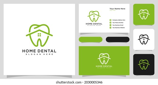 house dental logo vector design and business card
