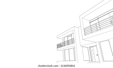 house design 3d illustration vector drawing