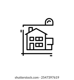 House design blueprint icon. Simple house design blueprint icon for social media, app, and web design. Vector illustration