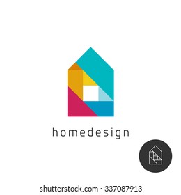 House design concept colorful rainbow geometric elements logo.