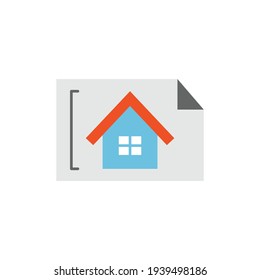 House design, house drawing sketch icon in color icon, isolated on white background 