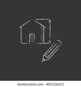 House design. Drawn in chalk icon.