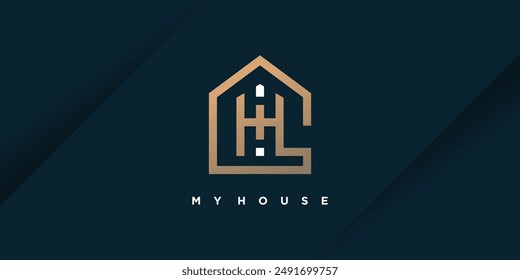 House design element idea with creative letter H concept high resolution vector