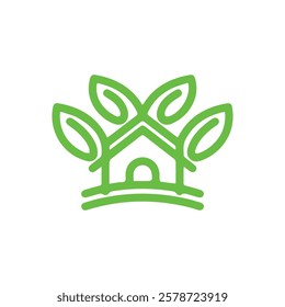 House design with green leaves representing eco-friendly living and sustainability concepts