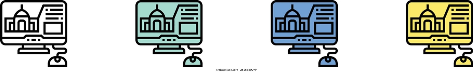 house design icon. Outline, Green, Blue and Yellow Style Design Isolated On White Background