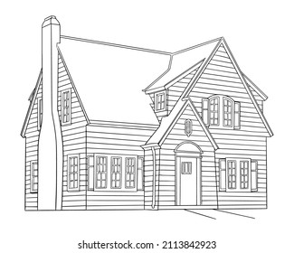House design inspiration for your business, properti project.  Hand drawn vector Illustration, 