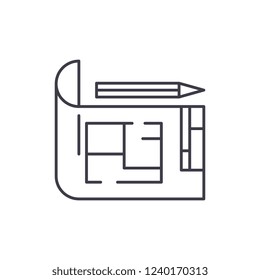 House design line icon concept. House design vector linear illustration, symbol, sign