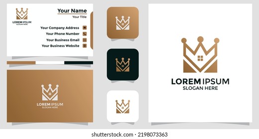 house design logo combination with crown