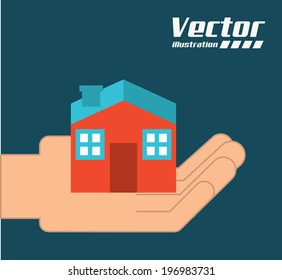 House design over blue  background, vector illustration