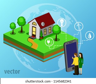 House design style modern vector illustration concept of smart house technology