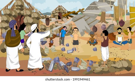 The house was destroyed by the storm - illustration