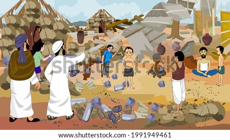 The house was destroyed by the storm - illustration