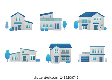 house of detached house Clip art set of house