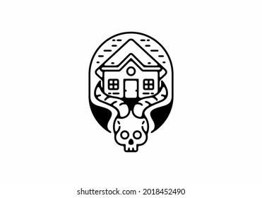 House of devil line art illustration design