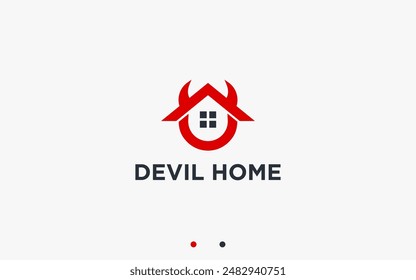 house with devil logo design vector silhouette illustration