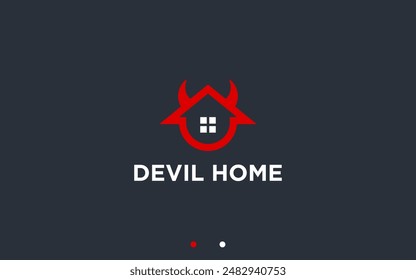 house with devil logo design vector silhouette illustration