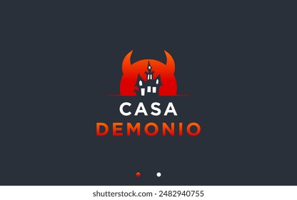 house with devil logo design vector silhouette illustration